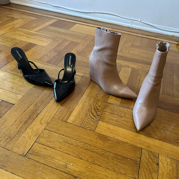 Jeffrey Campbell Lilliana Black Patent Leather Mules Kitten heels size 11 - Picture 8 of 10